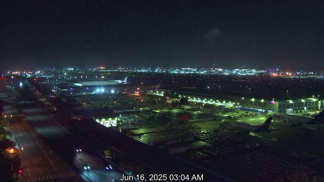 A screen capture from the @ABC7 web camera at LAX airport