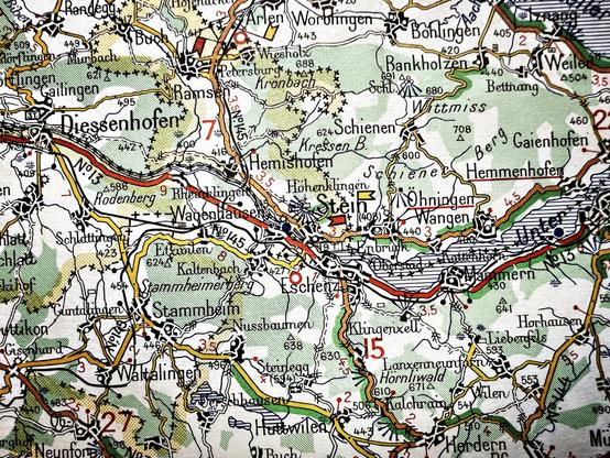 Détail d’une carte de la Suisse