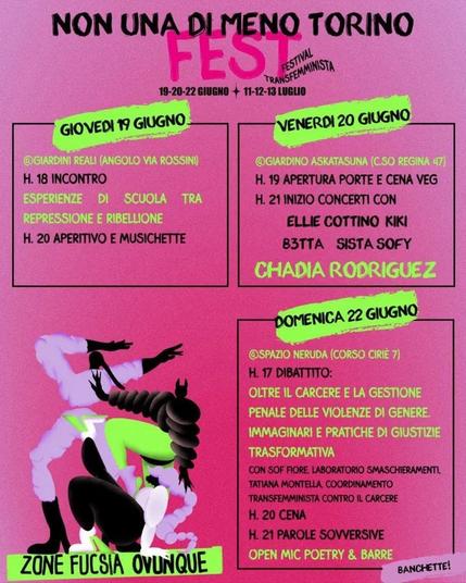 Non Una di Meno Torino Fest. Zone fucsia ovunque