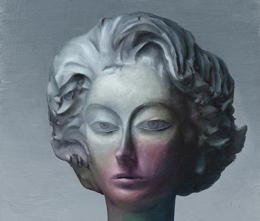 Image: Damien Meade | although it looks very much like a photo of a sculptured head, it is probably a painting; we see a face looking at us, grey towards the top, dark purple towards the bottom, bouffant hair, looking back at us; lit from upper left • “On Waking is a group painting exhibition featuring new and existing work by Jenny Eden, Christopher Hanlon, Harminder Judge, Gillian Lawler, Damien Meade, Karen Roulstone and Rebecca Sitar, painters from Ireland and the UK, whose paintings communicate wonder and encounter, things half-glimpsed, remembered and imagined.    It brings together paintings with an otherworldly sensibility, where the slippage between recollection and metamorphosis, between what is real or imagined, is played out in a series of new realities.    The title of the exhibition directs us to the ‘waking moment’ when our sense of time and reality is unlike usual conscious experiences. As we leave the cocoon of sleep, the veil between…”