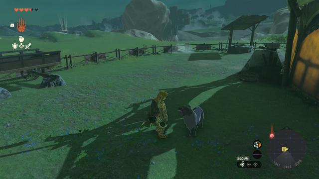 Link stands next to a friendly-looking dog. There is no interaction prompt.