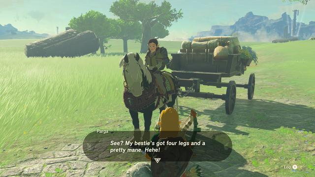 Parga, a woman riding a horse that's also pulling a cart: See? My bestie's got four legs and a pretty mane. Hehe!