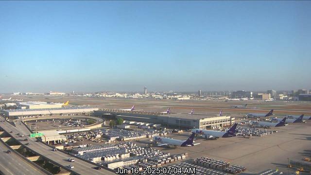 A screen capture from the @ABC7 web camera at LAX airport