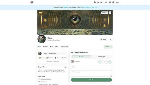 Screenshot of my Ko-Fi landing page.