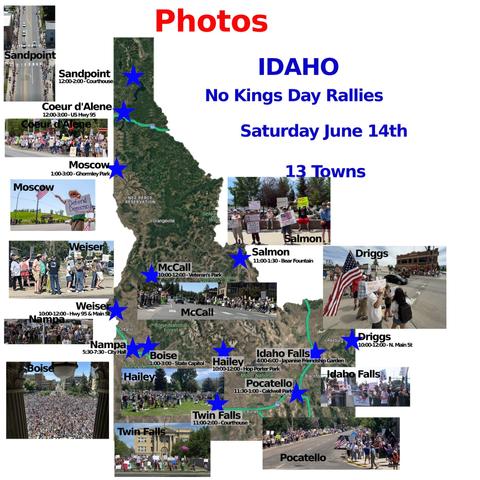 Photos from Idaho protests.
Good turnout in every town!
#Boise #CoeurD'Alene #Driggs #Hailey #IdahoFalls #McCall #Moscow #Nampa #Pocatello #Salmon #Sandpoint #TwinFalls #Weiser
www.mobilize.us/nokings/
www.nokings.org
#idaho #50501id #IDPol #idNews #mobilize #indivisible #June14th #NoKings