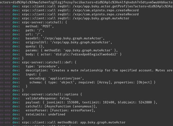 XRPC request for muteActor fails. the server appears populated correctly