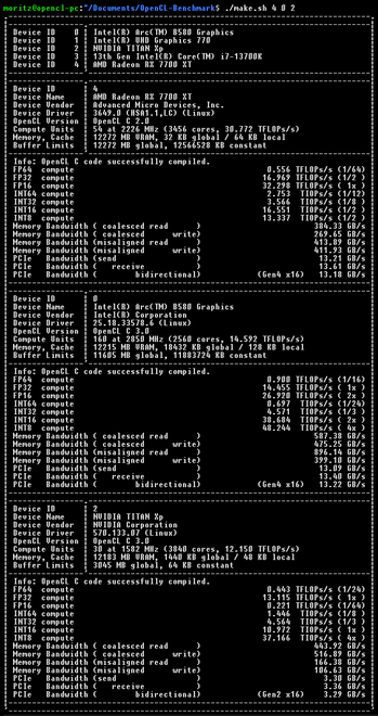 OpenCL performance of the 3 GPUs - https://github.com/ProjectPhysX/OpenCL-Benchmark