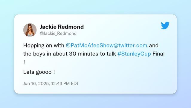 Hopping on with @PatMcAfeeShow and the boys in about 30 minutes to talk #StanleyCup Final ! 

Lets goooo !