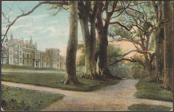 Printed colour postcard showing a view of Mount Edgcumbe House in Maker near Torpoint in Cornwall and opposite Plymouth on the River Tamar.

Published by the Pictorial Post Card Co Ltd, Empire Series, No 280.

Postally used on 13 March 1906 with double circle Plymouth cancellation on green halfpenny stamp and sent to Miss E McDonald, 1 Roundham Head, Paignton, South Devon.

Very good condition, with slight corner bumps and light album marks.