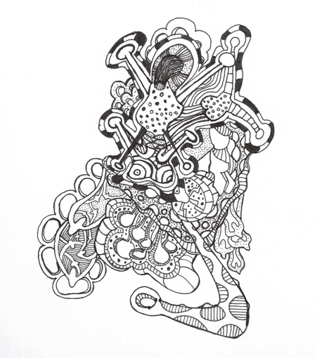 Abstract black pencil drawing. Make war to cover up the last one.