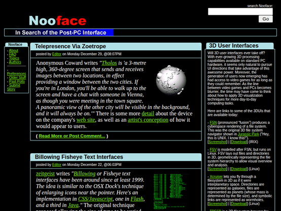 Screenshot of nooface.com on December 30, 2003