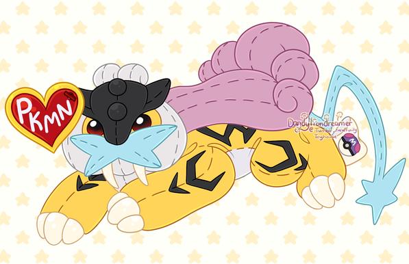 The pokemon raikou as a beanie baby plushie