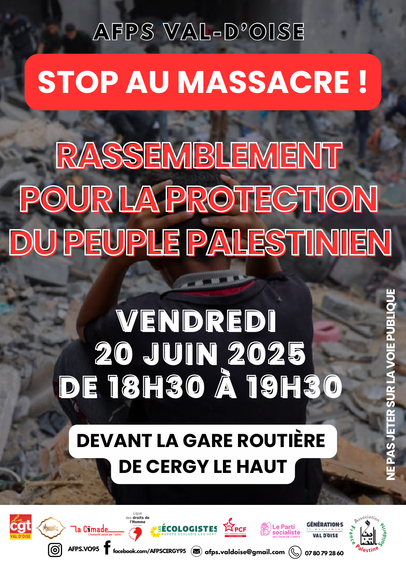 Tract appelant au rassemblement vendredi devant la gare de Cergy le haut