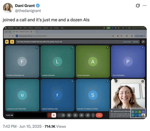 Dani Grant @thedanigrant joined a call and it's just me and a dozen Als