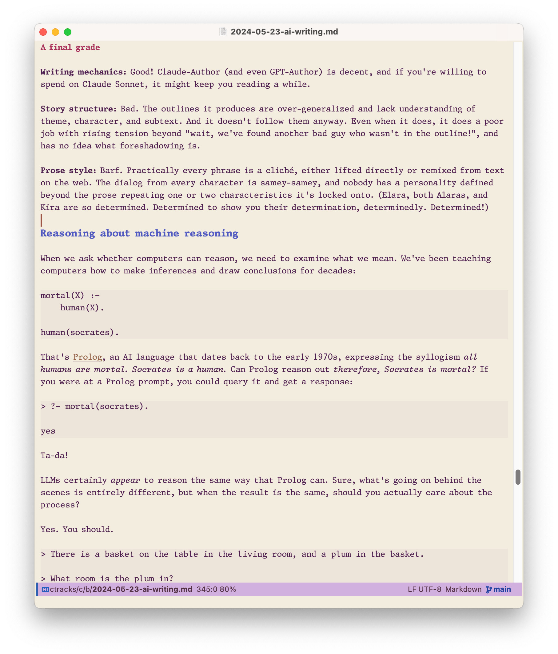 Emacs editing a Markdown file.