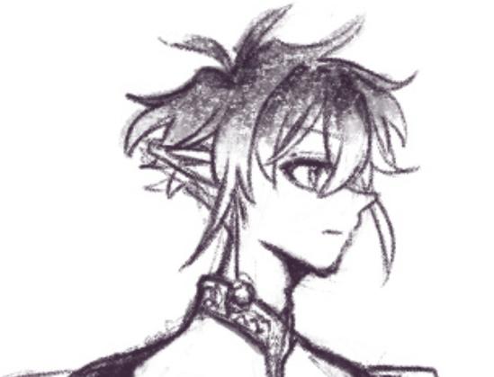 Pointy-eared character concept art headshot sketch.
