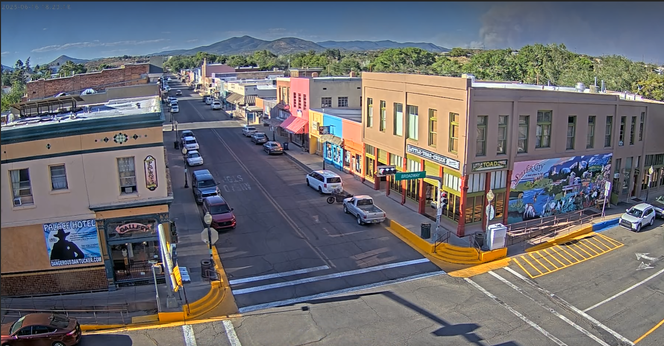 The Trout Fire (New Mexico) is putting out an obvious smoke plume this afternoon, as seen from downtown Silver City.