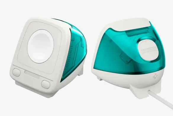 A bondi blue iMac Apple Watch charger.