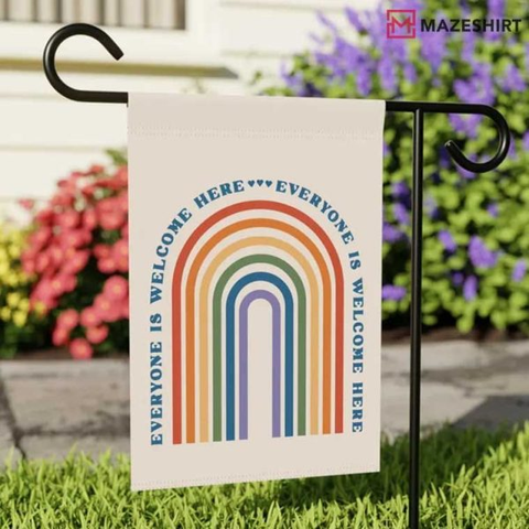 Everyone Is Welcome Here LGBTQ+ Pride Rainbow Garden Flag