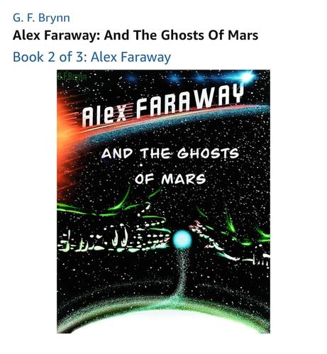 Book 2 cover. Two hands reaching out to each other above Mars and ghostly object. Star-field in background.
