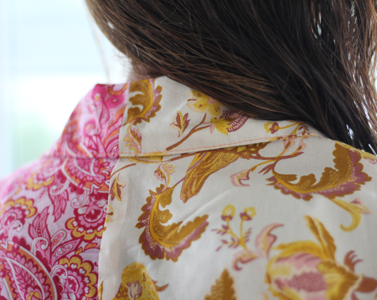 Detail of the back of the shirt, showing where the two fabrics meet