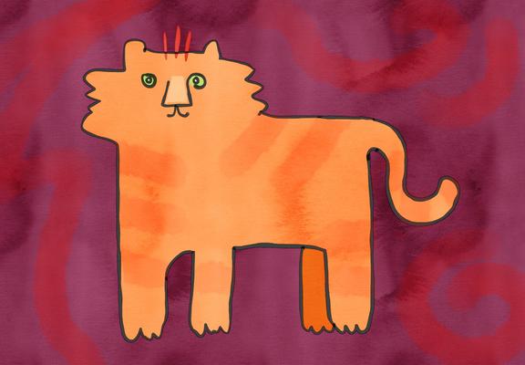 Schnelle digitale Zeichnung: freundlicher Tiger.