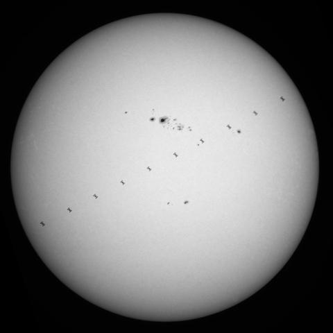 The ISS crossing the sun.