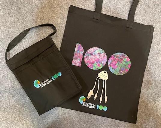 Branded tote bag and cold bag giveaways with The Company of Biologists logo