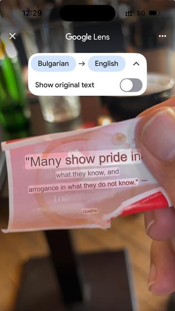Google Translate translation of text, revealing a quote by Goethe.
