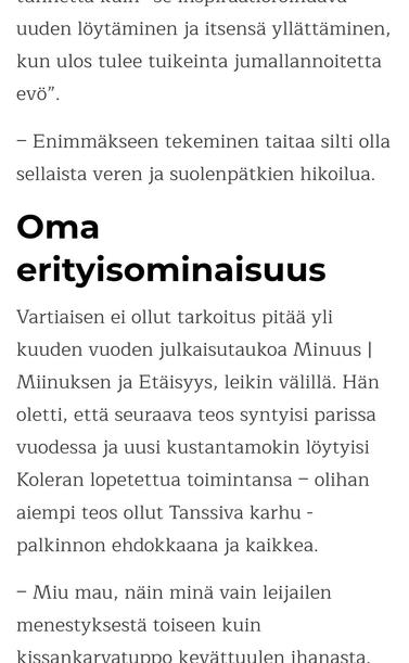 Kuvakaappaus tekstistä