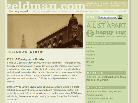 Screenshot of zeldman.com on June 19, 2005