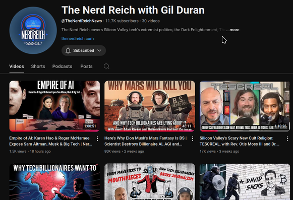 screenshot of The Nerd Reich channel on YouTube (2025-06-17)