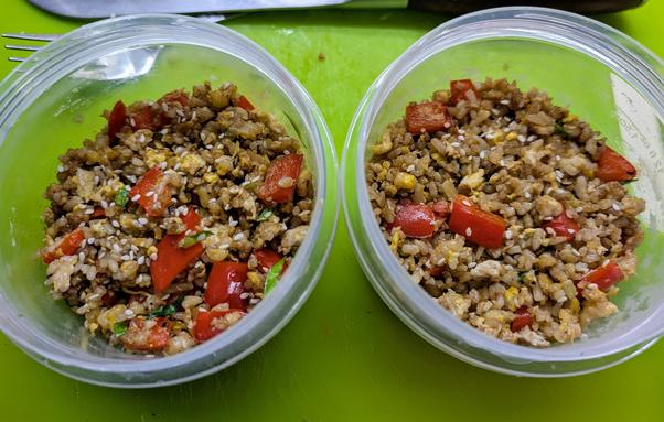 Two lunch servings of fried rice