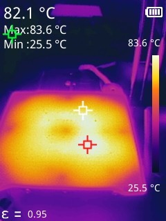 IR camera screenshot of prusa mini printbed with textured sheet.