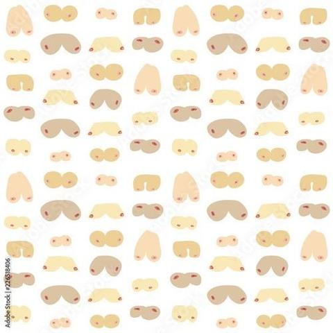 drawing of dozens of various shaped breasts.
