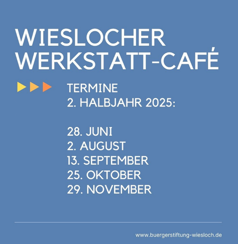 Kachel in blauer Farbe mit weißem Text. Auflistung unserer Veranstaltungstermine wie im Tröt.