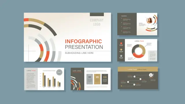 Customizable Business Presentation Template with Infographics for Adobe InDesign