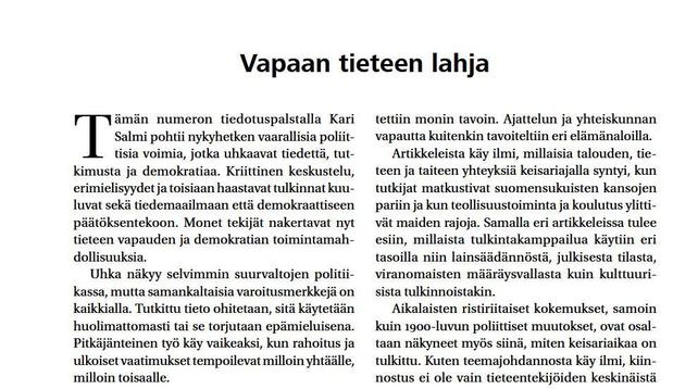 Kuvakaappaus pääkirjoituksesta, jonka voi lukea os. https://www.historiallinenaikakauskirja.fi/wp-content/uploads/2025/06/HAik_2_2025_Suuntaviivoja.pdf