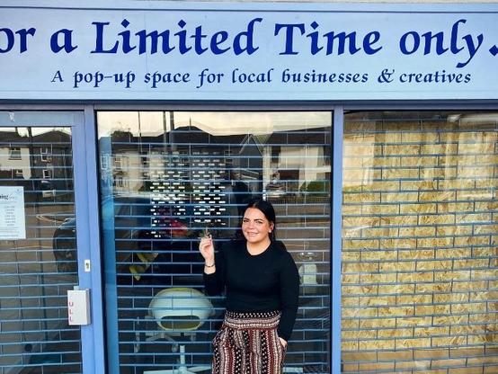 Drew outside pop-up shop