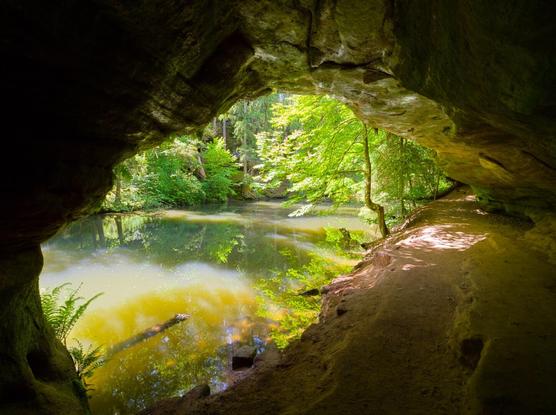 Cave along the schwarzachklamm, bavaria