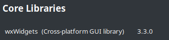 A screenshot of Core Libraries section in Tenacity's About dialog. Underneath the header is a line, "wxWidgets (Cross-platform GUI library)" that has a version 3.3.0.