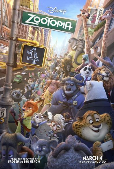 Disney 
Zootopia 
Calle de ciudad llena de animales. Es una película animada.