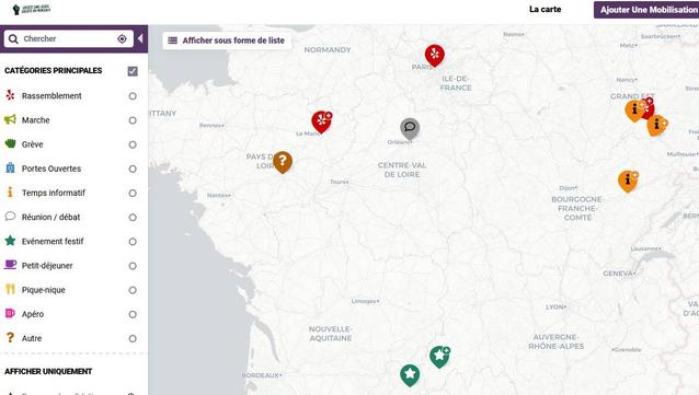 Carte interactive pour noter sa mobilisation