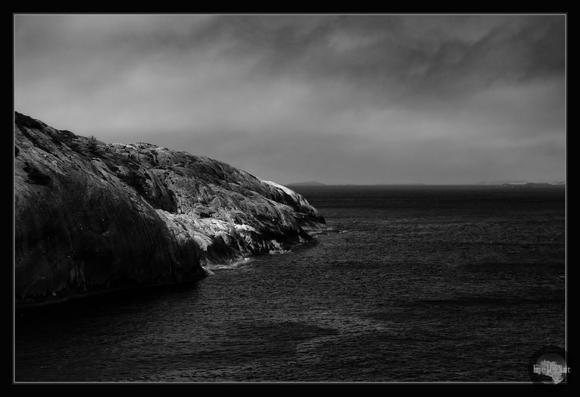 Rocks and Ocean, Ocean and Rocks. Monochrome.