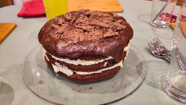 The same cake but before any slices were taken.