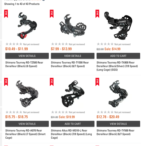 Various choices of low end Shimano