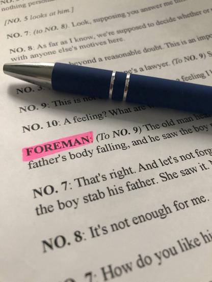 Lines for our scene from the movie 12 Angry Men