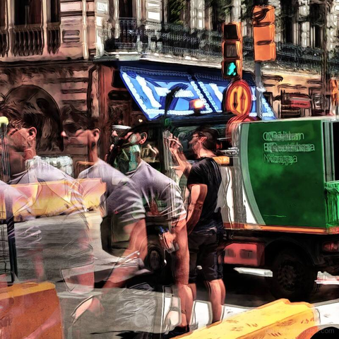 Barcelona digital edited street photography, made with the GNU Image Manipulation Program + G'MIC-Qt filters.