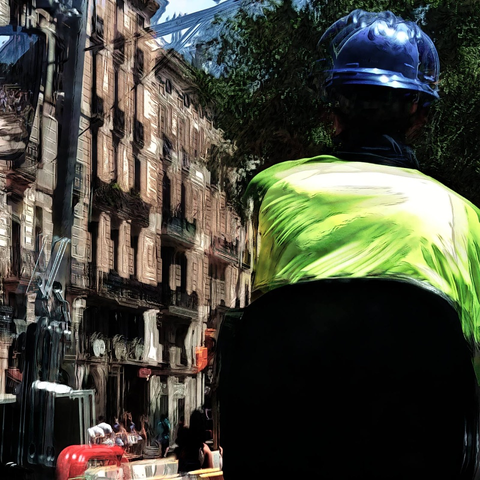 Barcelona digital edited street photography, made with the GNU Image Manipulation Program + G'MIC-Qt filters.