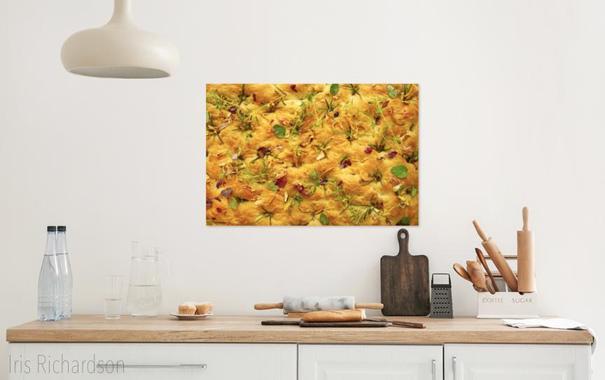 Focaccia bread print in kitchen